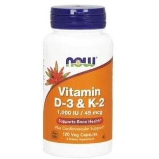 NOW FOODS Vitamine D3 K2 1000UI 120 capsules.