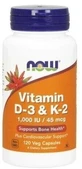NOW FOODS Vitamine D3 K2 1000UI 120 gélules.
