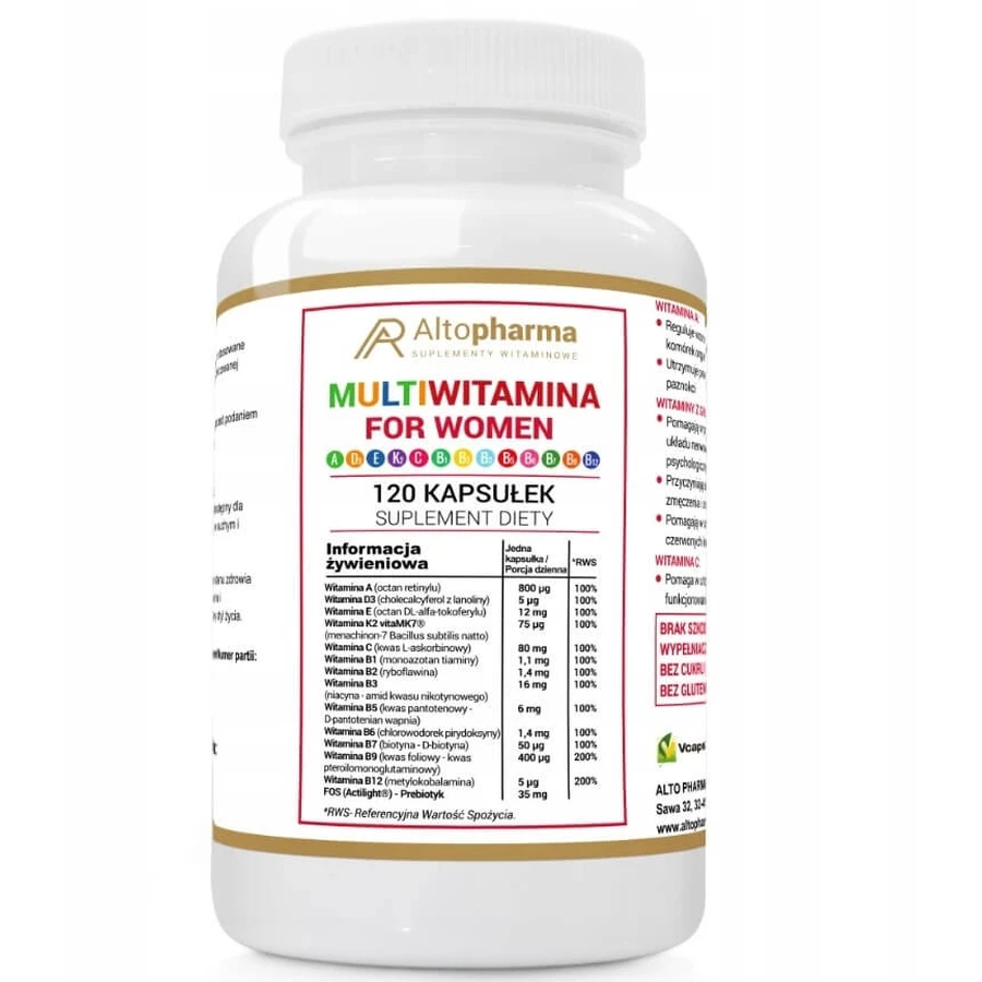 Alyopharma Multivitamine voor vrouwen + prebioticum120 capsules.
