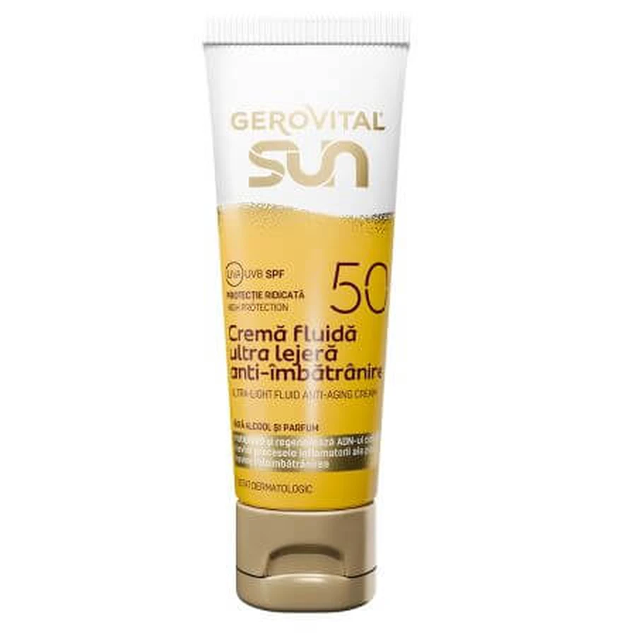 Crema facial fluida antiedad con SPF 50 Sol, 50 ml, Gerovital