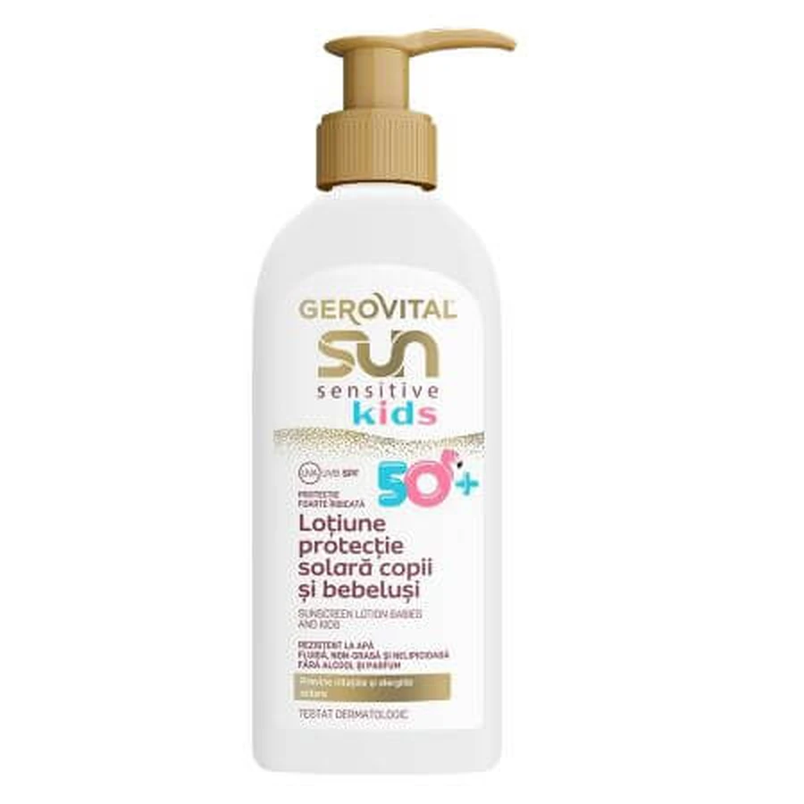 Lotion solaire pour enfants et bébés SPF 50+ Sun Sensitive Kids, 200 ml, Gerovital