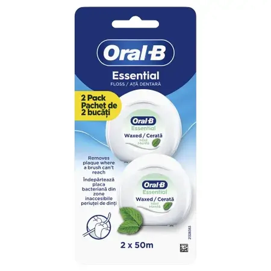 Essential floss mint-flavored dental floss, 2x50 m, Oral-B