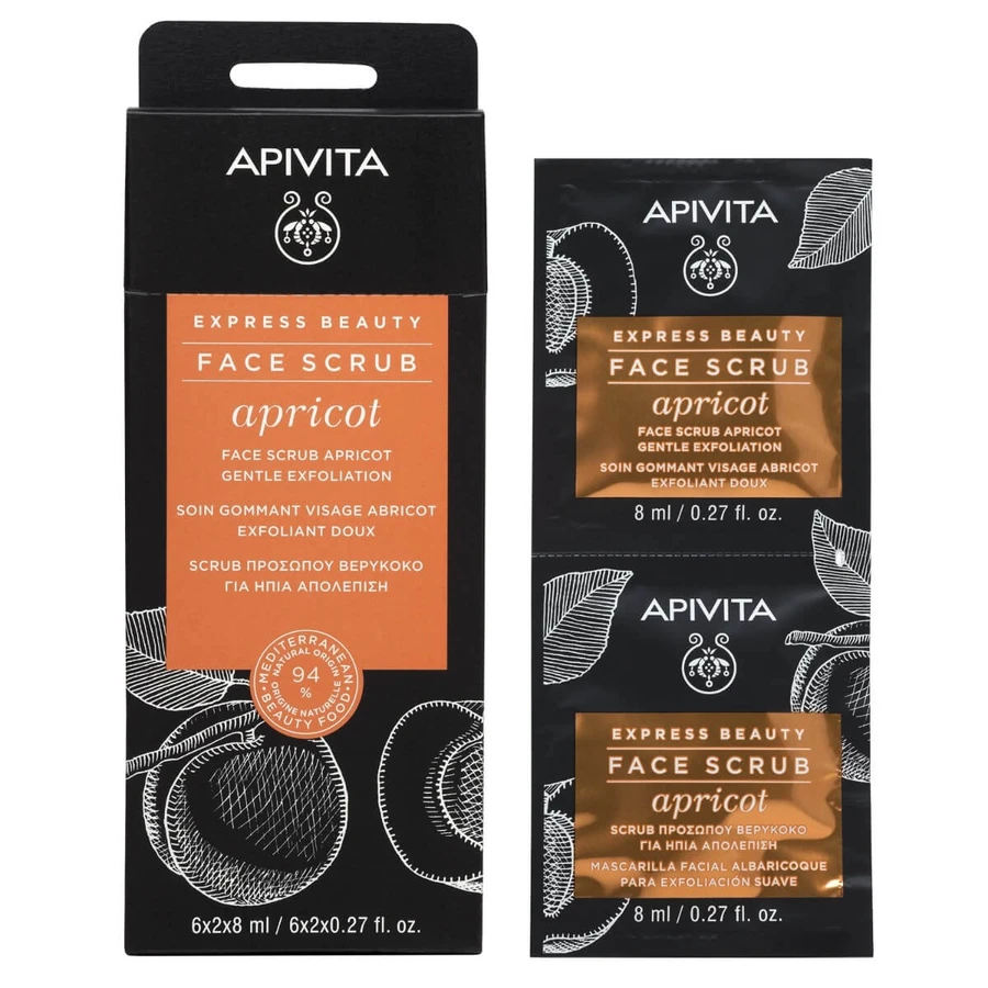 Apivita | Express Beauty | Gommage visage à l'abricot pour une exfoliation douce | 2x8ml
