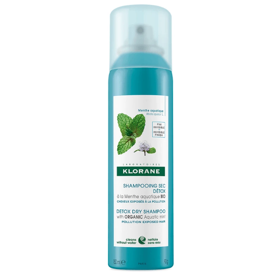 Klorane Droogshampoo Aquatic Mint voor dieptereiniging en bescherming tegen vervuiling 150ml