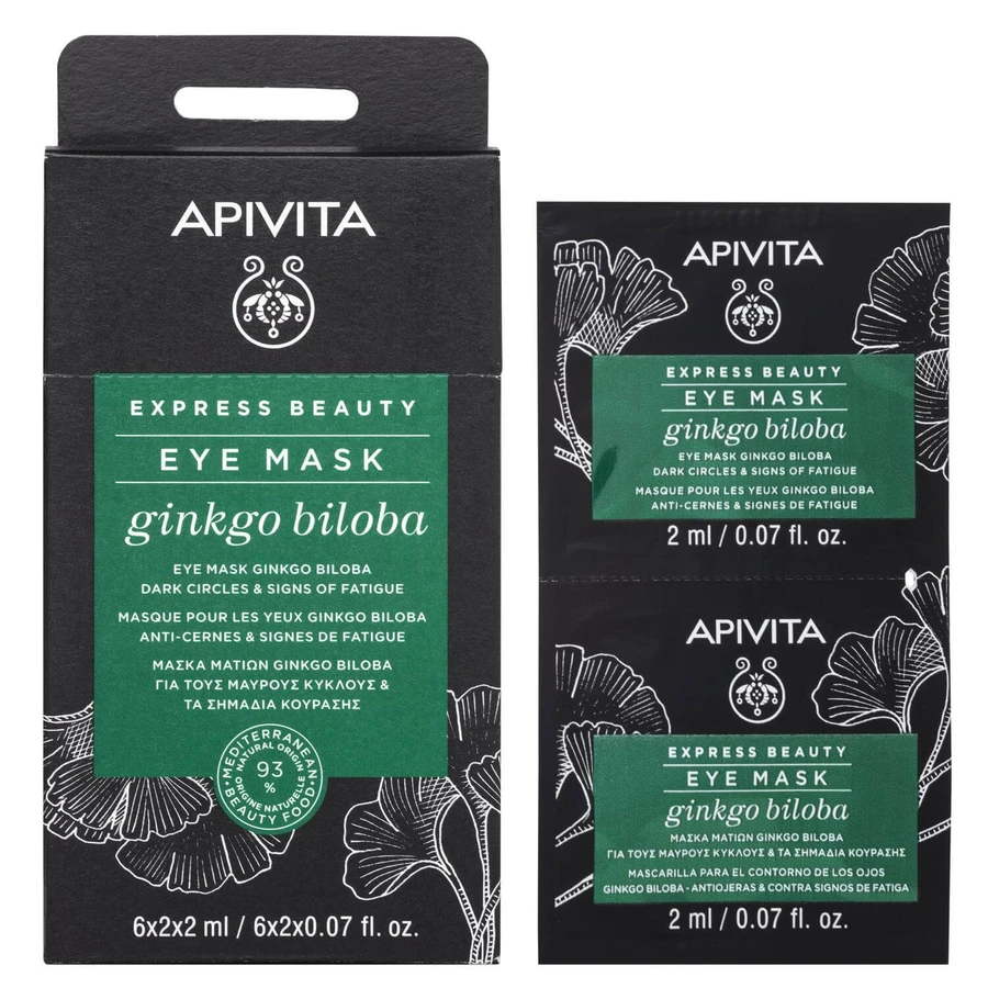 Apivita | Express Beauty Eye Mask for Black Circles &amp; Signs of Fatigue with Ginkgo Biloba | 2x2ml