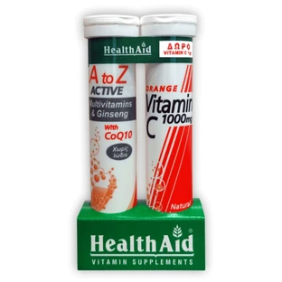 Health Aid | A-Z Active 20 Comprimidos Efervescentes &amp; GRATIS Vitamina C1000mg sabor Naranja 20 Comprimidos Efervescentes