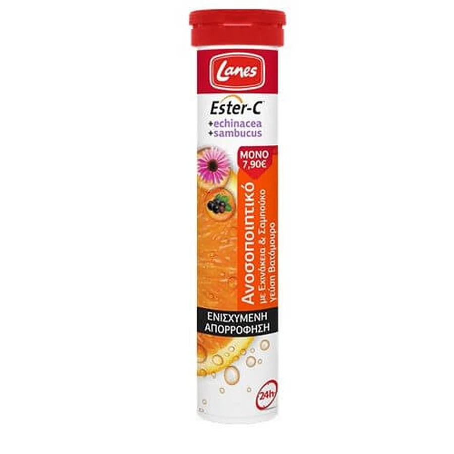 Lanes | Ester-C | Voedingssupplement met geavanceerde vitamine C, echinacea en sambuca | 20 bruistabletten