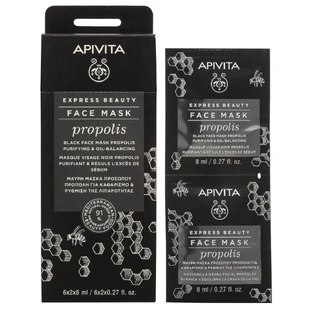 Apivita | Belleza Exprés | Mascarilla Facial con Propóleo para Limpieza Profunda &amp; Piel Grasa | 2x8ml | 2x8ml