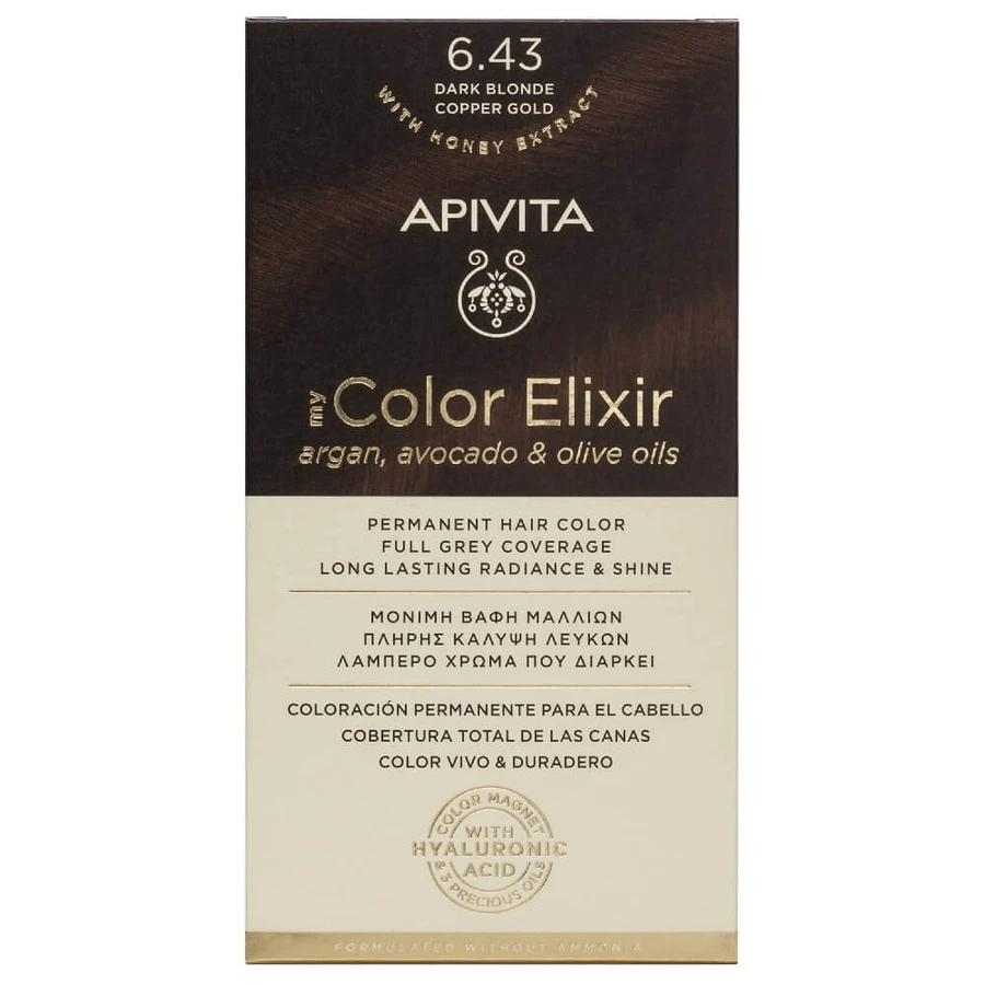 Apivita | My Color Elixir Dauerhafte Haarfarbe Nr. 6.43 Blond Dunkel Bronze Honig | 50ml