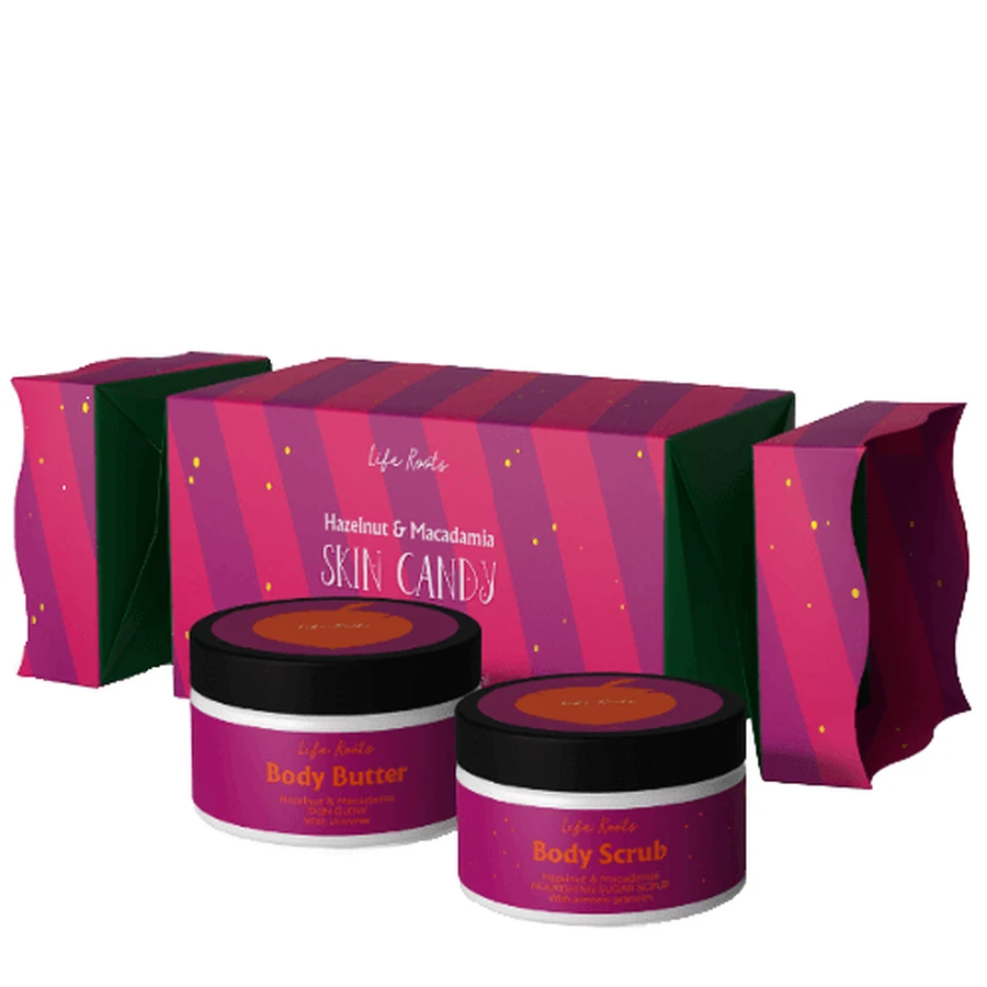 Life Roots | Skin Candy Hazelnut & ; Macadamia Skin Glow Body Butter 250ml & Sugar Scrub 250ml | 1 set