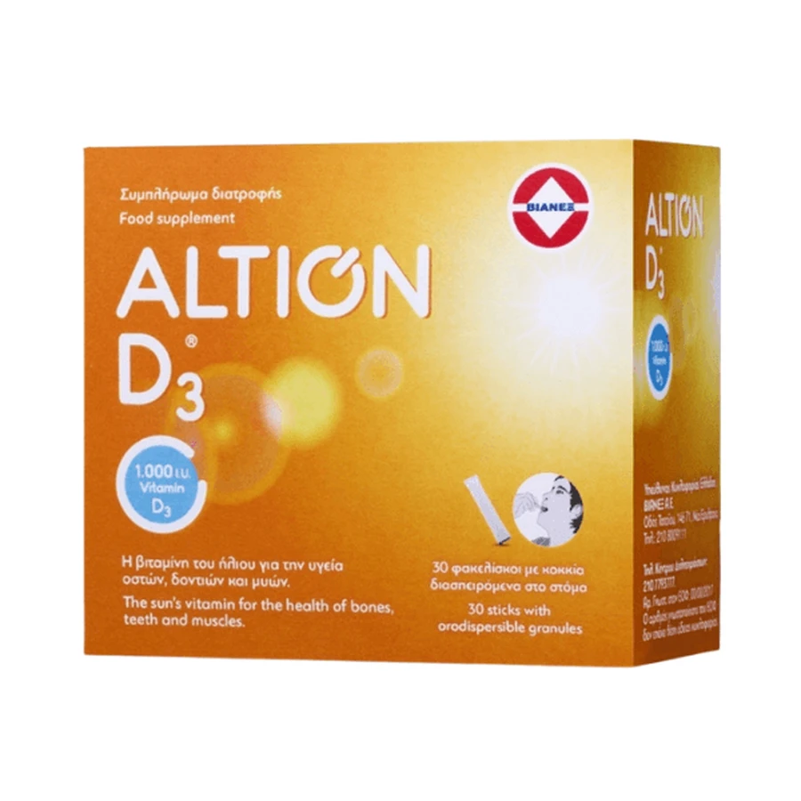 Altion | D3 1000iu Vitamin D3 Supplement for Healthy Bones and Immune System | 30 sobres