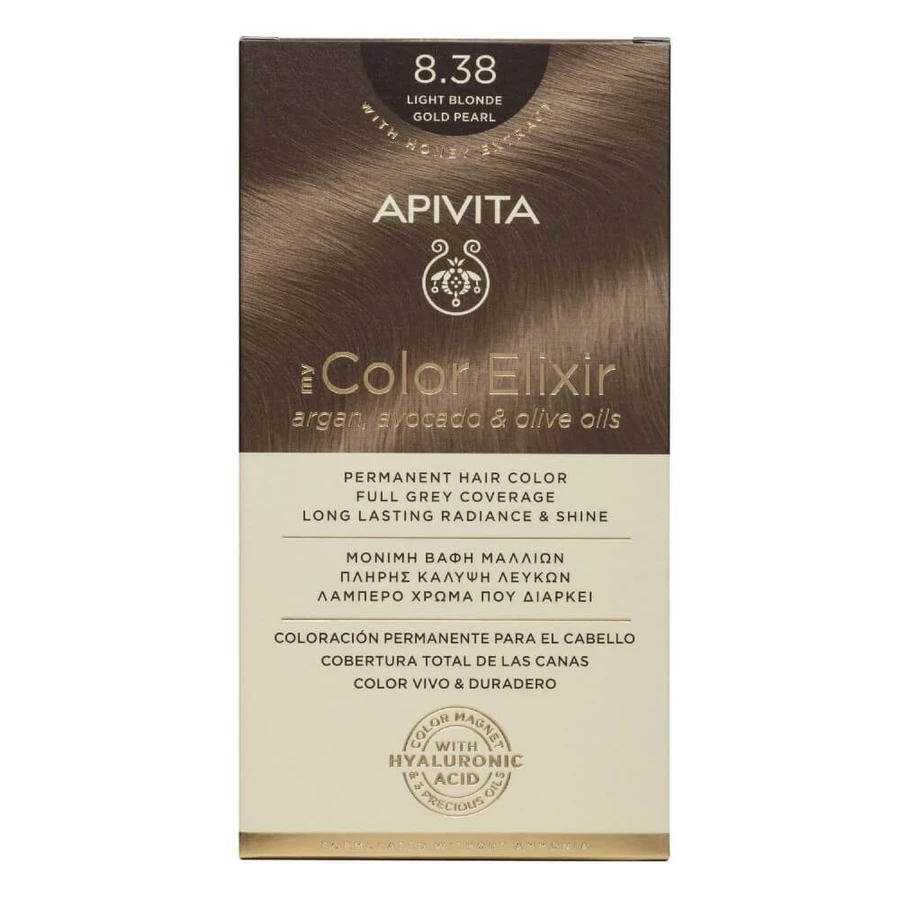Apivita | My Color Elixir Dauerhafte Haarfarbe Nr. 8.38 Blond Hellbeige Perle | 50ml