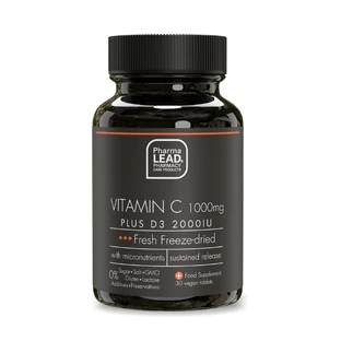 Pharmalead | Black Range Vitamin C 1000mg Plus D3 2000IU | 30 pflanzliche Kapseln