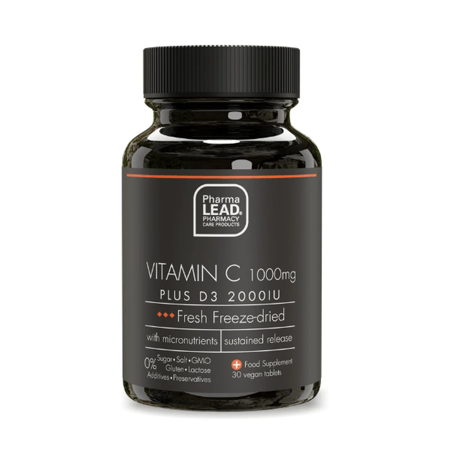 Pharmalead | Black Range Vitamin C 1000mg Plus D3 2000IU | 30 pflanzliche Kapseln