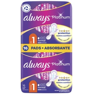 Always | Toallas Sanitarias Platinum Ultra Normal con Alas No1 | 16pcs