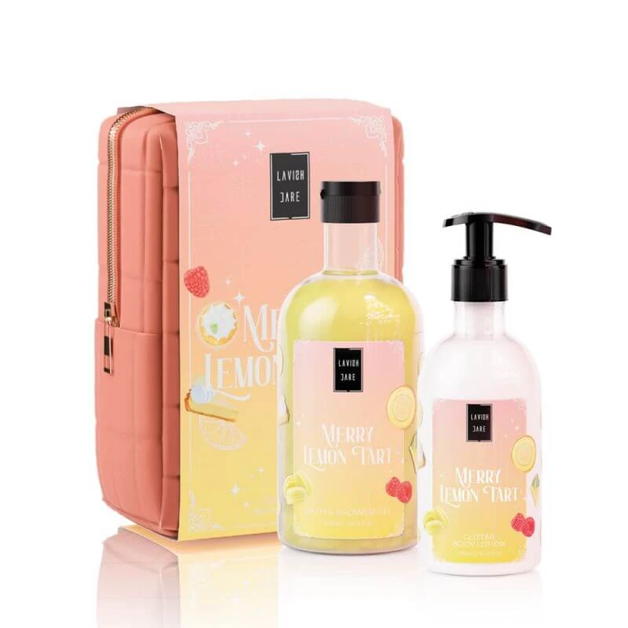 Lavish Care | XMAS Promo Merry Lemon Tart Body Wash, 500ml, Glitter Body Milk, 300ml &amp; Gift Necessaire | 1 set