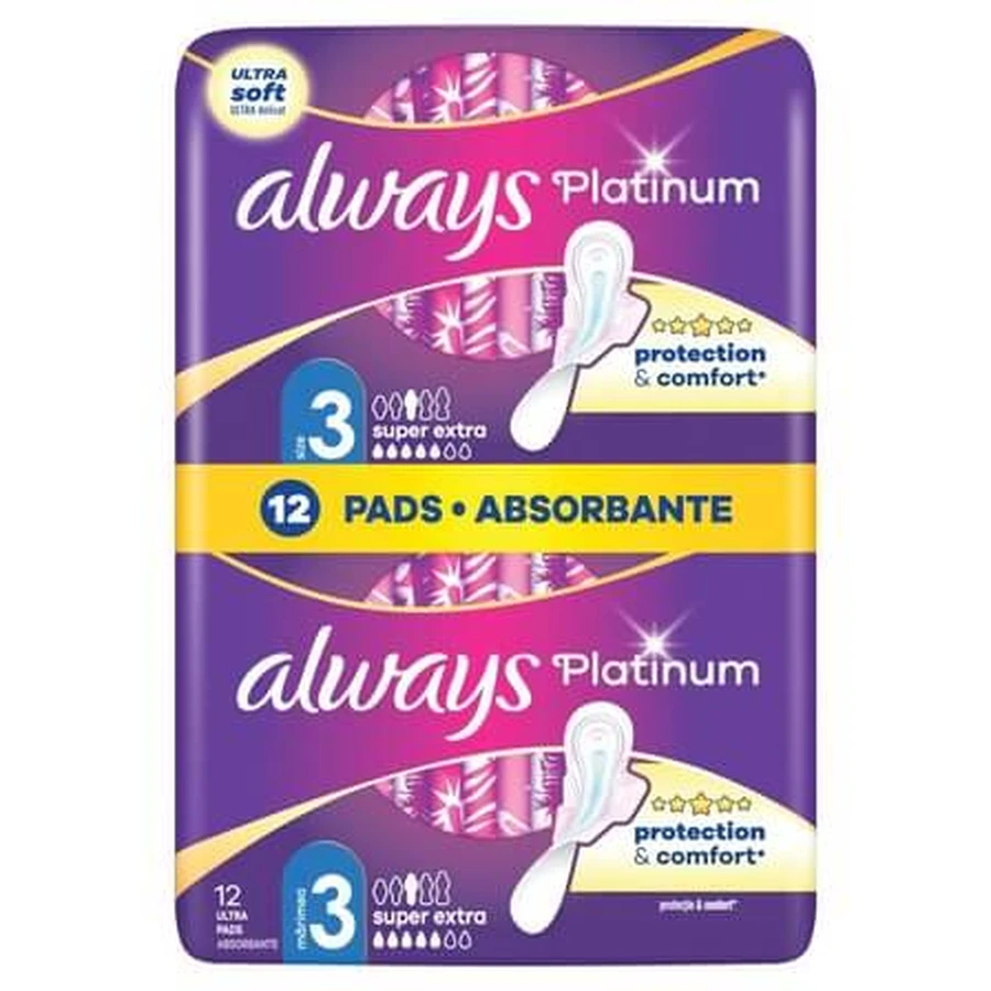 Always | Pads Platinum Ultra Night Size 3 with Wings | 12pcs