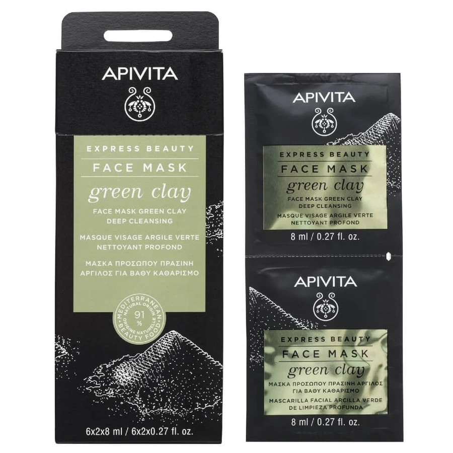 Apivita | Express Beauty | Face Mask with Green Clay for Deep Cleansing | 2x8ml