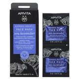 Apivita | Belleza Exprés | Mascarilla Facial con Lavanda Marina para Hidratar &amp; Anti-polución | 2x8ml