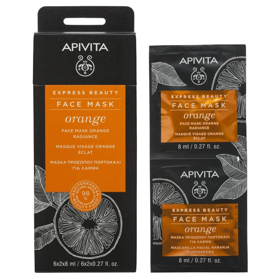 Apivita | Express Beauty | Gezichtsmasker met sinaasappel voor glans | 2x8ml