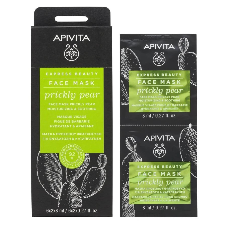 Apivita | Express Beauty | Face Mask with Prickly Pear for Hydration &amp; Soothing | 2x8ml