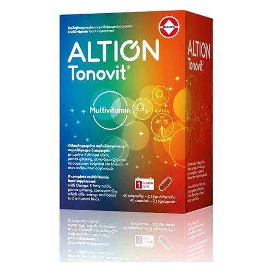 Altion | Tonovit Multivitamine | Multivitamine Supplement met Omega 3 & Q10 voor energie &. Stimulatie | 40caps