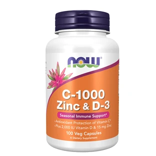 Now | Vit C-1000, Zinc și D-3 | Supliment alimentar pentru susținerea sistemului imunitar |100veg.caps