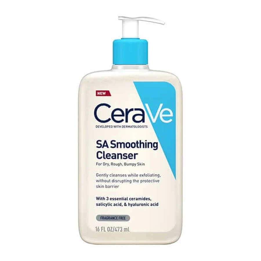  Cerave | SA Nettoyant Lissant Gel nettoyant & Nettoyant | SA Nettoyant Lissant Exfoliation des peaux sèches | 473ml