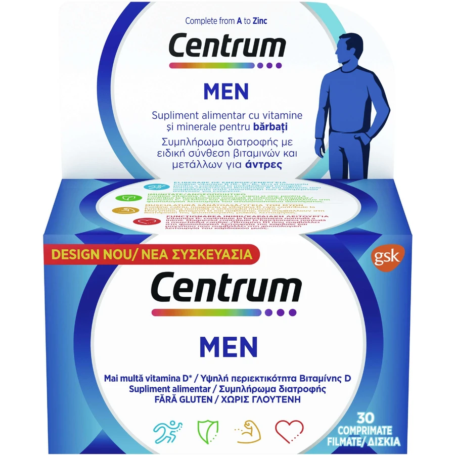 Centrum | Men A to Zinc | Supplément alimentaire spécialement conçu pour les hommes | 30tabs