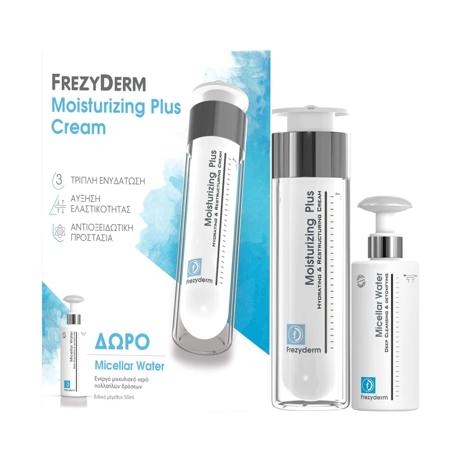 Frezyderm | Promo Moisturizing Plus Cream Tiefenbefeuchtungscreme, 50ml &amp; Promo Micellar Water Reinigungswasser, 50ml | 1 Set