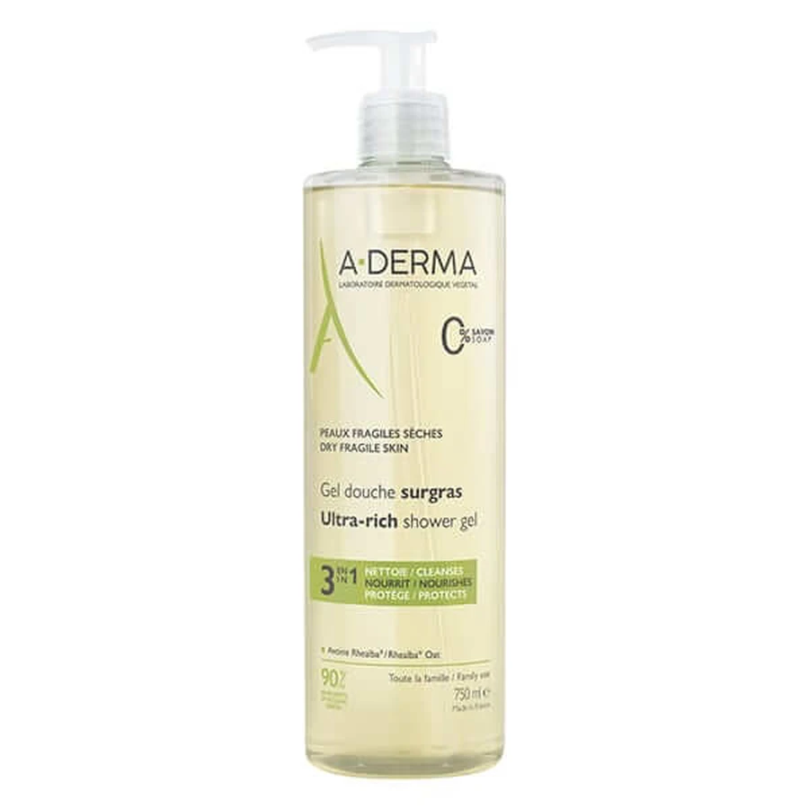 A-Derma | Ultra Rijke 3-in-1 Douchegel Ultra Rijke Reinigingsgel voor Droge Huid | 750ml