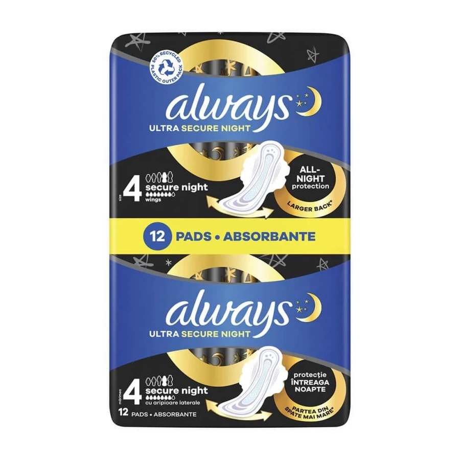 Always | Ultra Secure Night Pads with Wings No4 | 12pcs