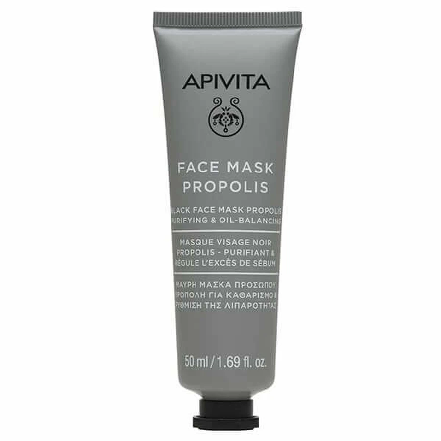 Apivita | Mascarilla Facial Propóleo | Mascarilla facial negra con propóleo para limpiar y regular la piel grasa | 50ml