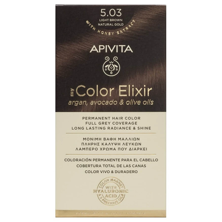 Apivita | My Color Elixir Dauerhafte Haarfarbe Nr. 5.03 Braun Hell Natürlicher Honig | 50ml