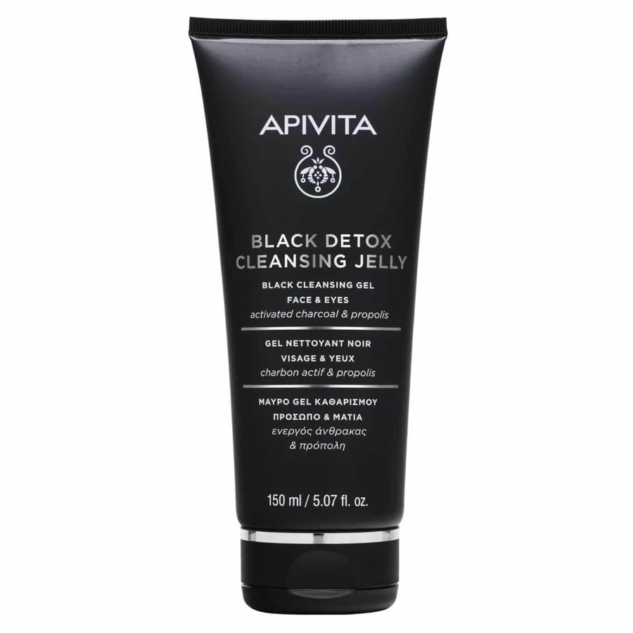 Apivita | Gel Limpiador Negro para Rostro y Cuidado Facial Limpiador para Rostro y Ojos con Carbón Activado y Propóleo | 150ml | 150ml