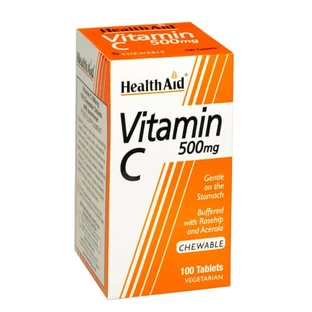 Health Aid | Vitamine C Kauwtabletten 500mg | Kauwbare Vitamine C Portokal | 100 Tabletten