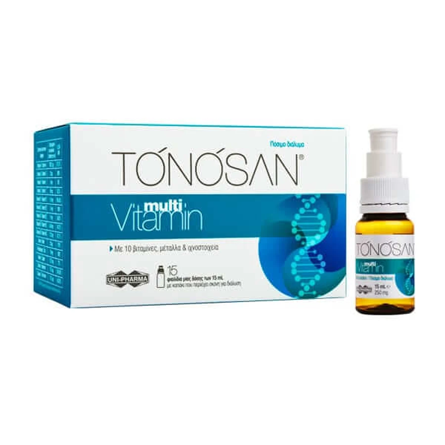 Tonosan | Multivitamin | Nutritional Supplement For Energy and Stimulation For The Whole Family | 15x15ml