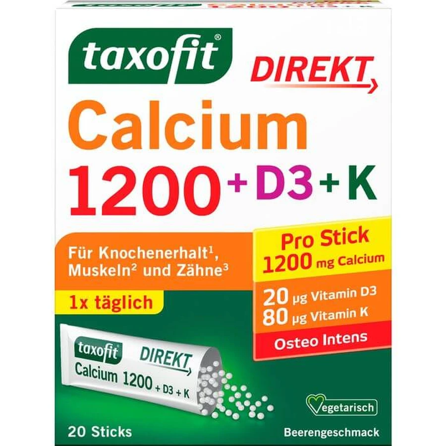 TAXOFIT Calcium 1200+D3+K Direkt Sticks 20 St.