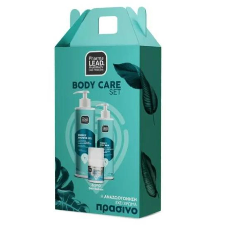 PHARMALEAD Promo Pack Energy Cuidado Corporal con Energy Gel de Ducha Gel de Ducha 500ml + Energy Body Milk Leche Corporal 250ml + GRATIS Deo Desodorante Roll-on 50ml