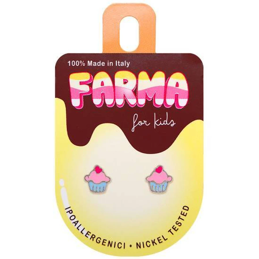 FARMA BIJOUX Hypoallergenic Earrings for Kids Cupcakes 7mm