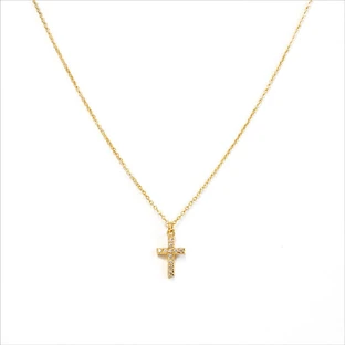 FARMA BIJOUX Collier plaqué or hypoallergénique avec croix 40/45CM (BE1GX01)