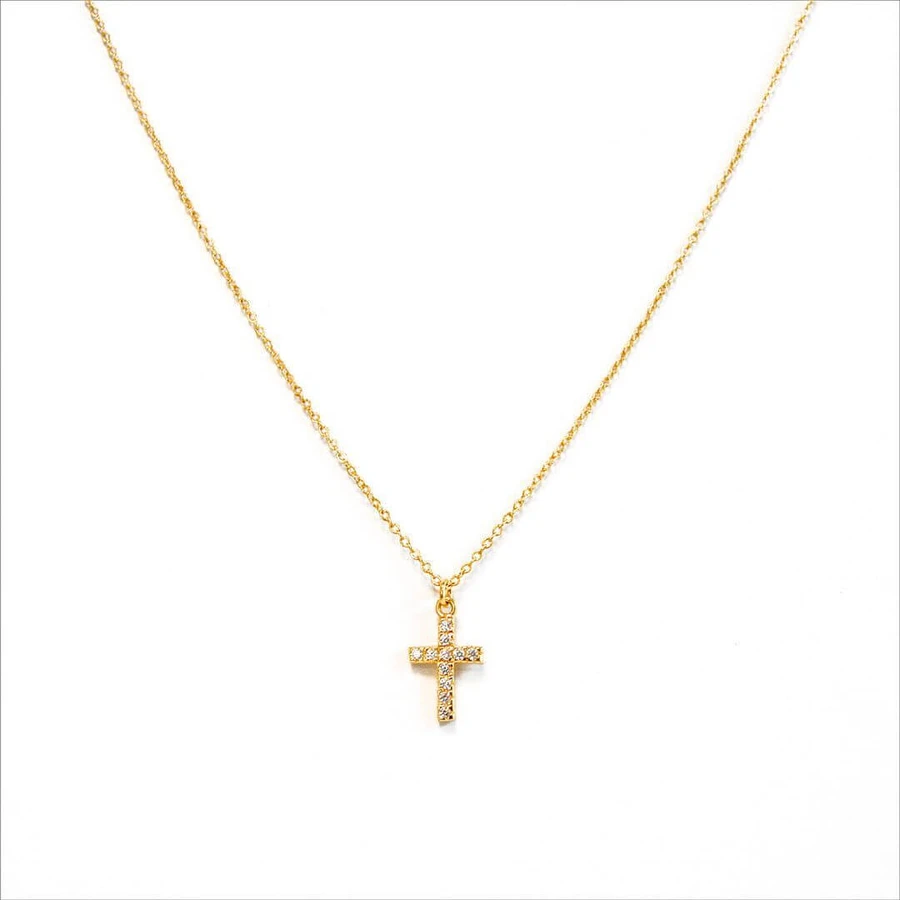 FARMA BIJOUX Collier plaqué or hypoallergénique avec croix 40/45CM (BE1GX01)