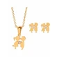 DALEE Juego de Joyas Hipoalergénicas Pareja Besándose con Collar y Pendientes de Acero Dorado con Piedras