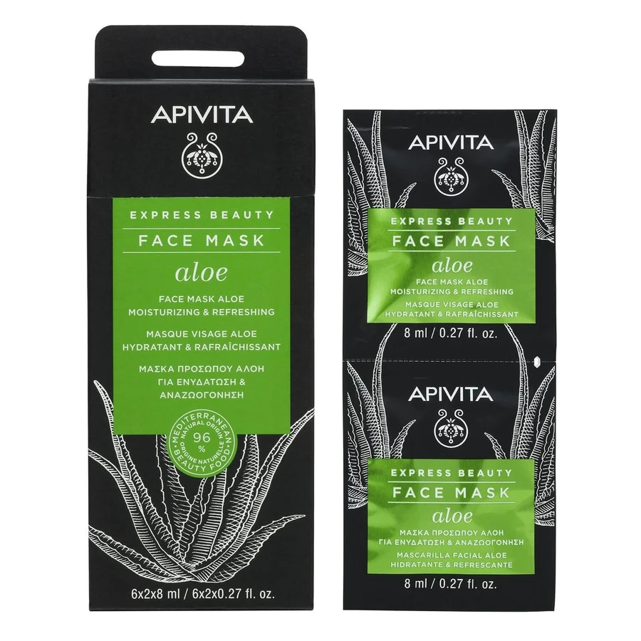 APIVITA Express Beauty Face Mask for Hydration & Rejuvenation with Aloe 2x8ml