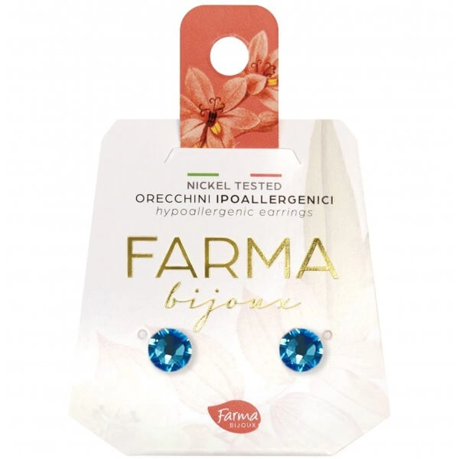 FARMA BIJOUX Hypoallergene Oorbellen Blauw Kristal 6,3mm