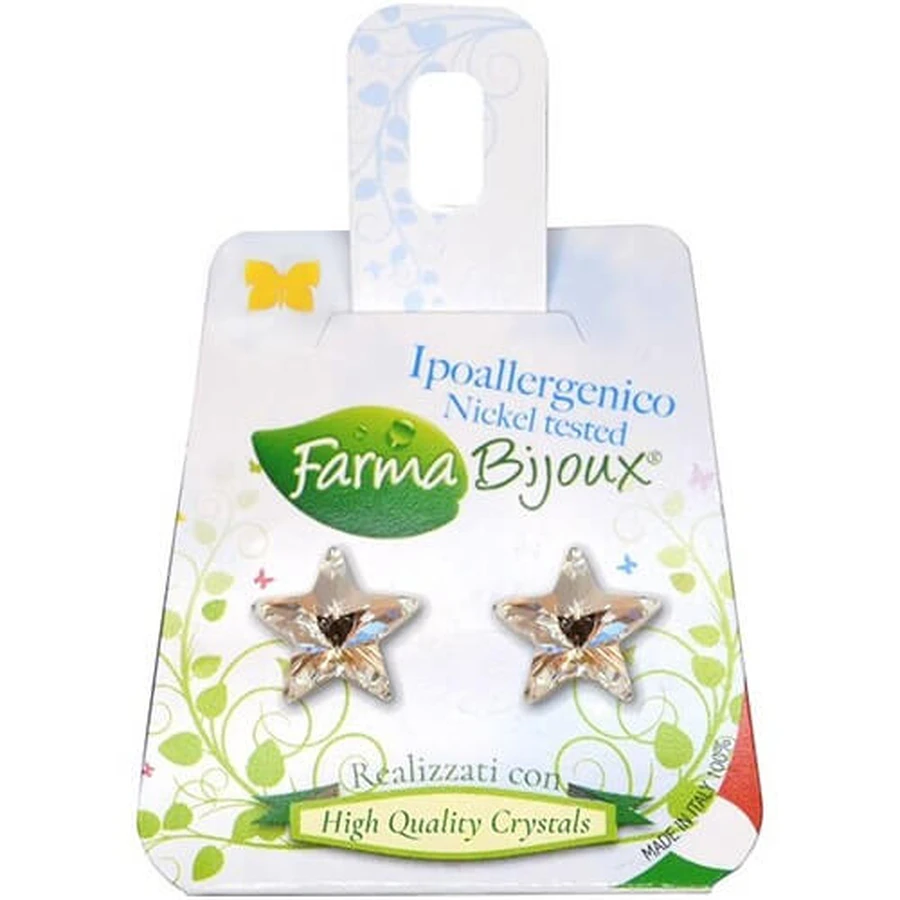FARMA BIJOUX Pendientes Hipoalergénicos Cristales Estrellas 10mm