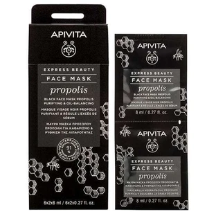 APIVITA Masque nettoyant profond pour peaux grasses à la propolis 2x8ml