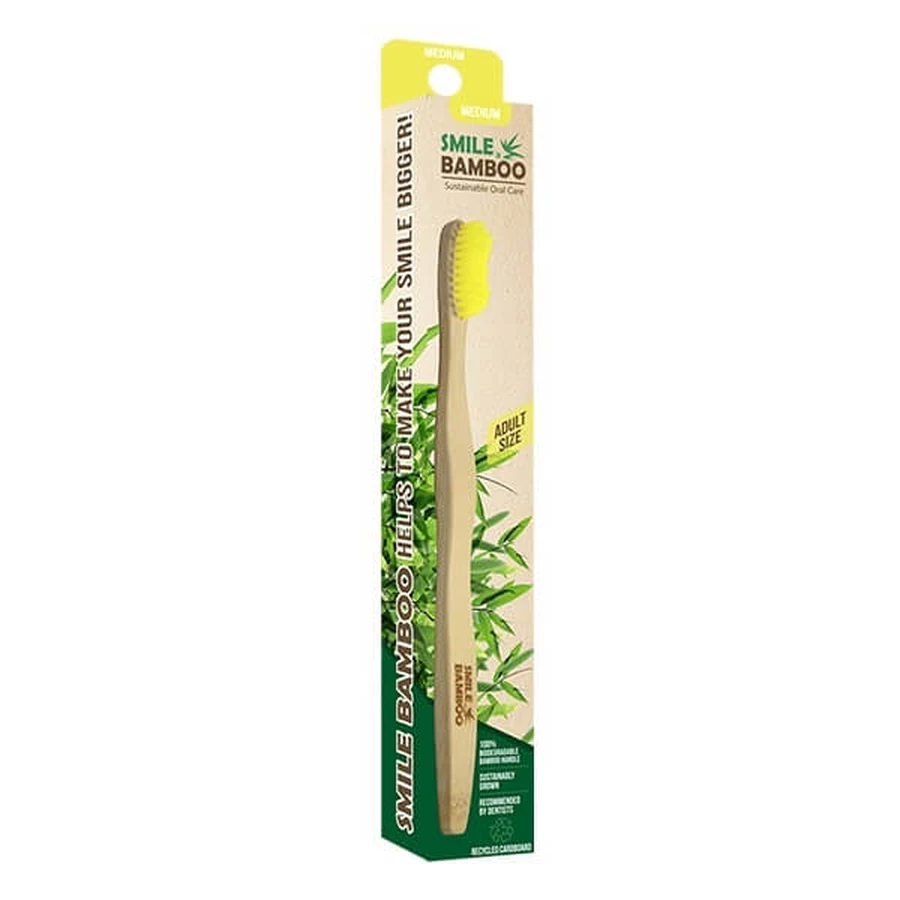 SMILE BAMBOO Adult Toothbrush Medium 1 pc - Yellow