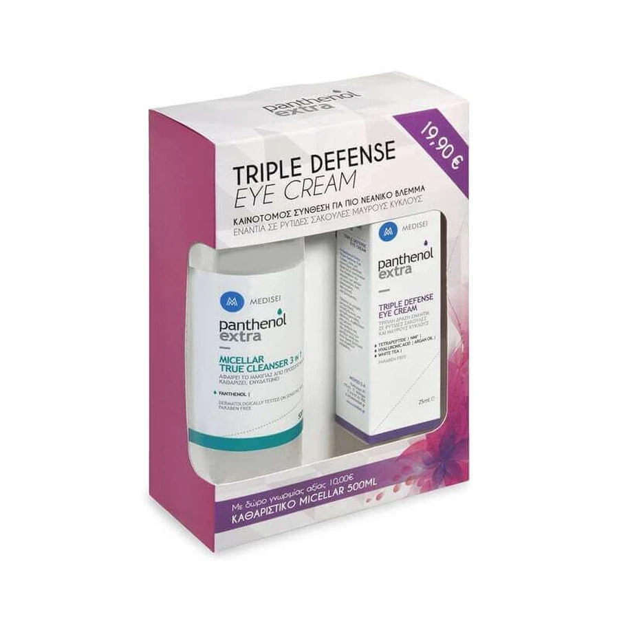 PANTHENOL Extra Set Triple Action Eye Cream 25ml & Cleansing Micellar Water 3 in 1 500ml