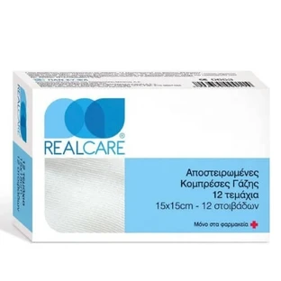 REAL CARE Garza di cotone sterile in busta 15x15cm 12 pz.